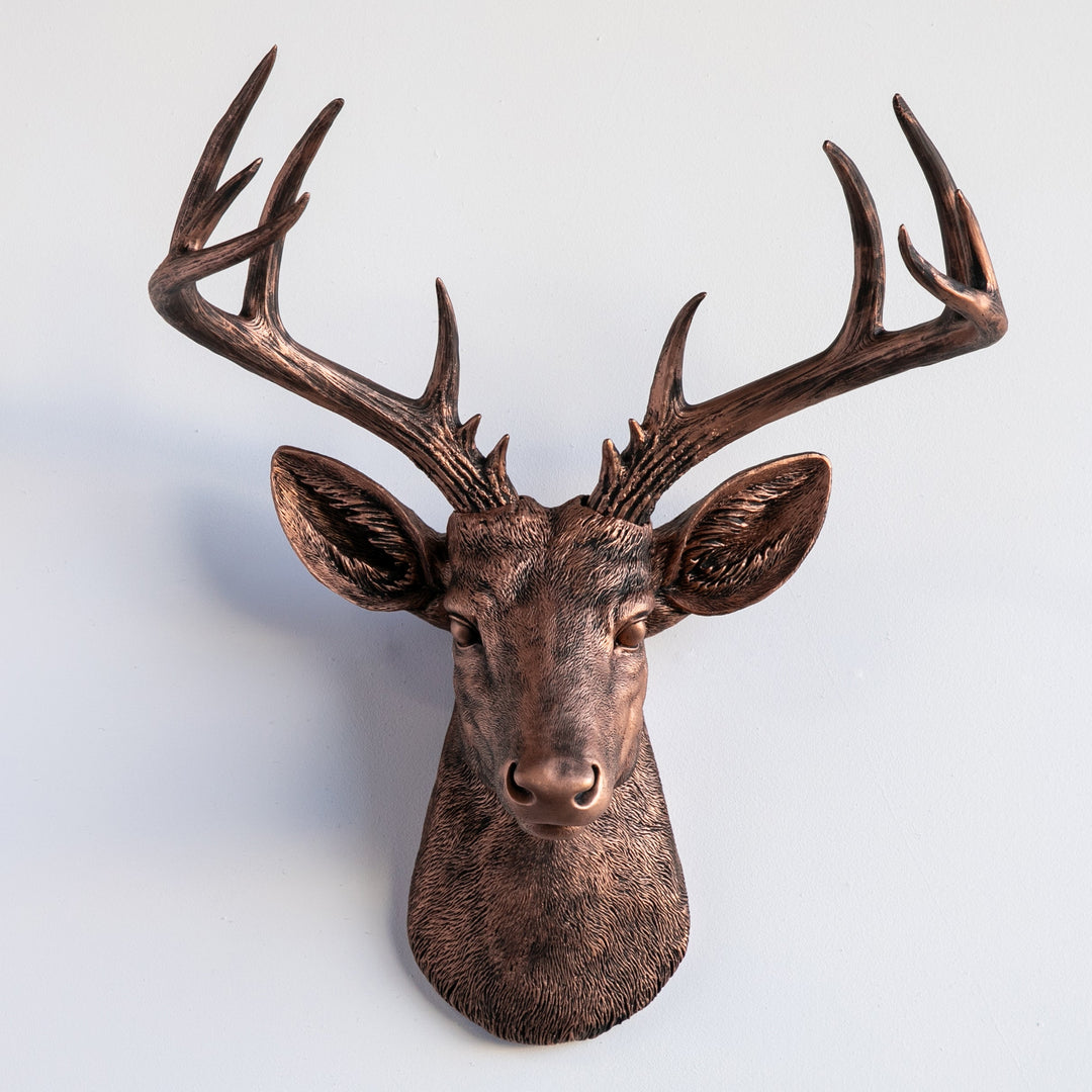 Handcrafted Faux Deer Head Wall Sculpture