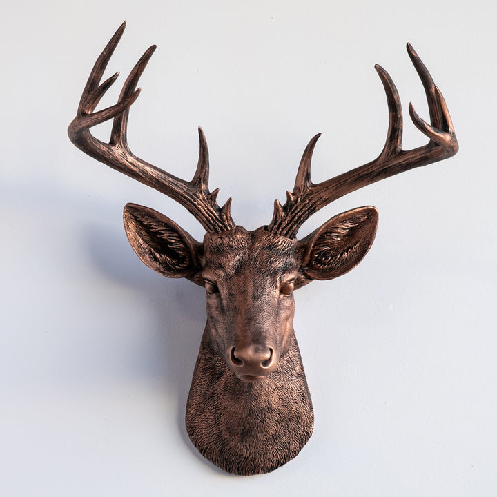 Handcrafted Faux Deer Head Wall Sculpture