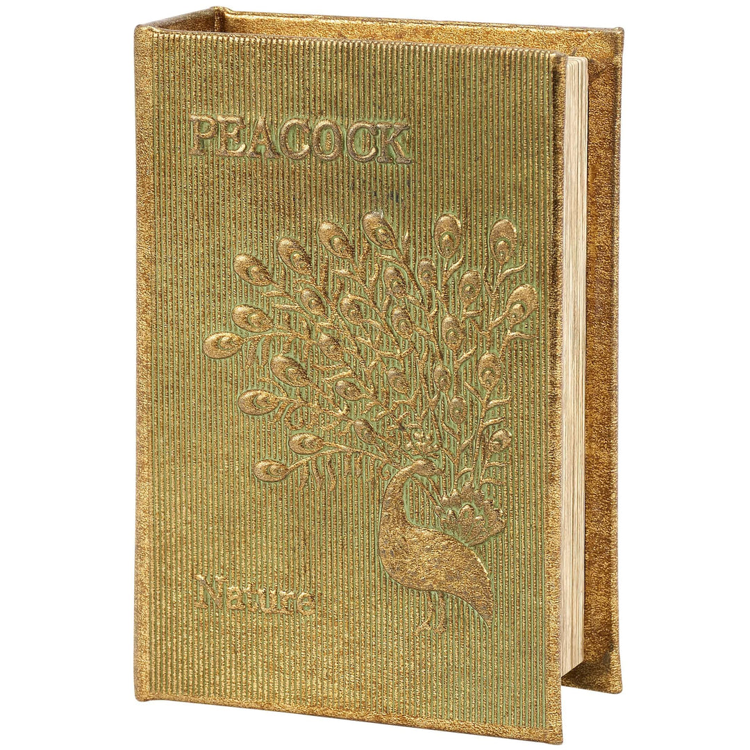 Decorative notebook with peacock design and 'Nespresso' branding on a white background