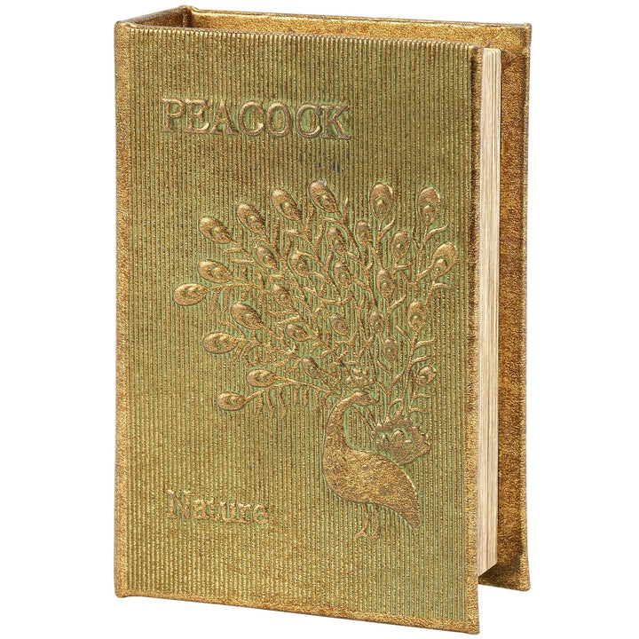 Decorative notebook with peacock design and 'Nespresso' branding on a white background