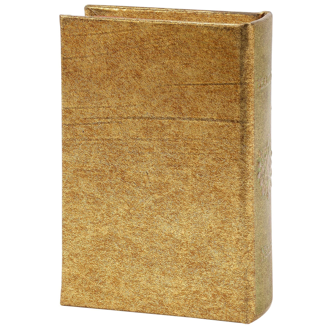 Gold textured storage box on a white background