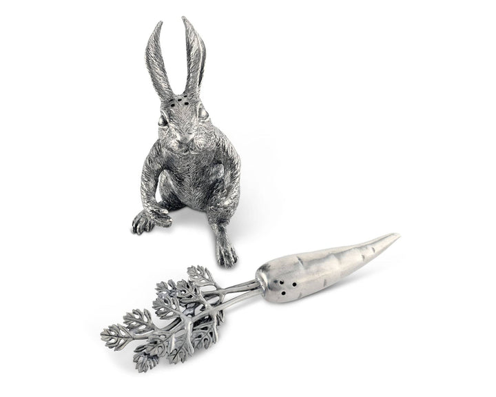 Pewter Rabbit and Carrot Salt & Pepper Shaker Set