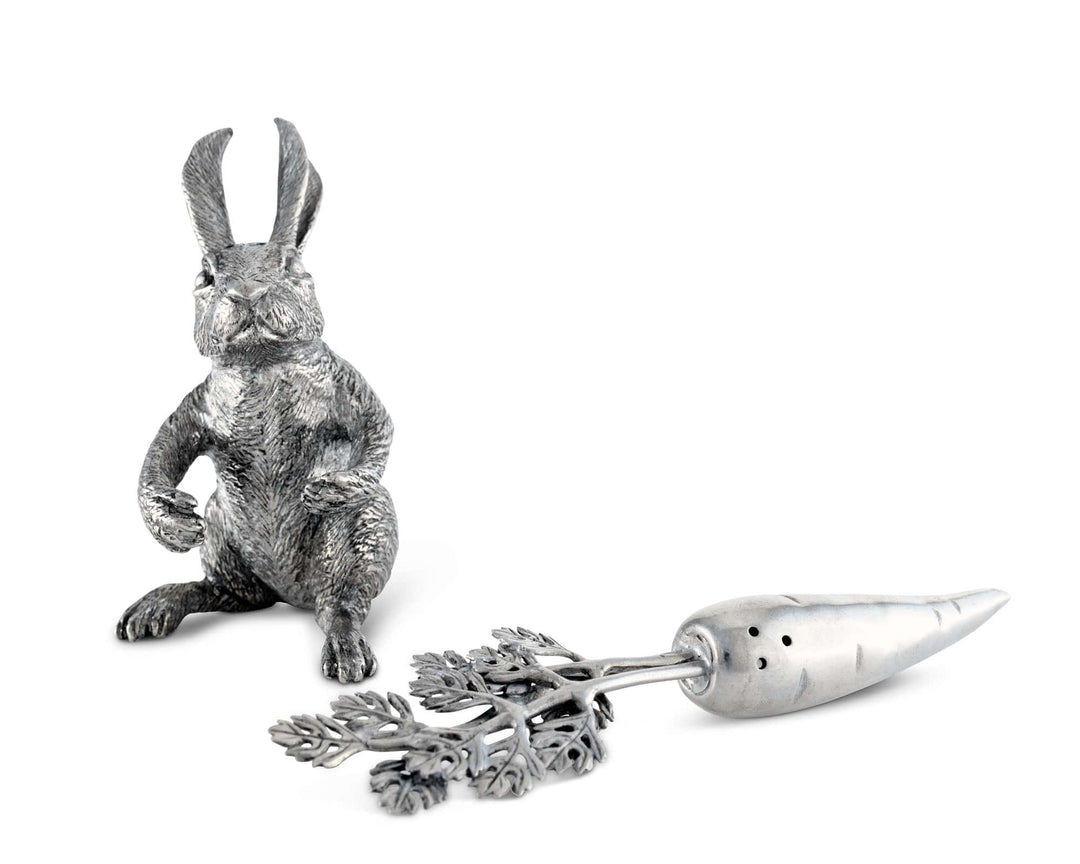 Pewter Rabbit and Carrot Salt & Pepper Shaker Set
