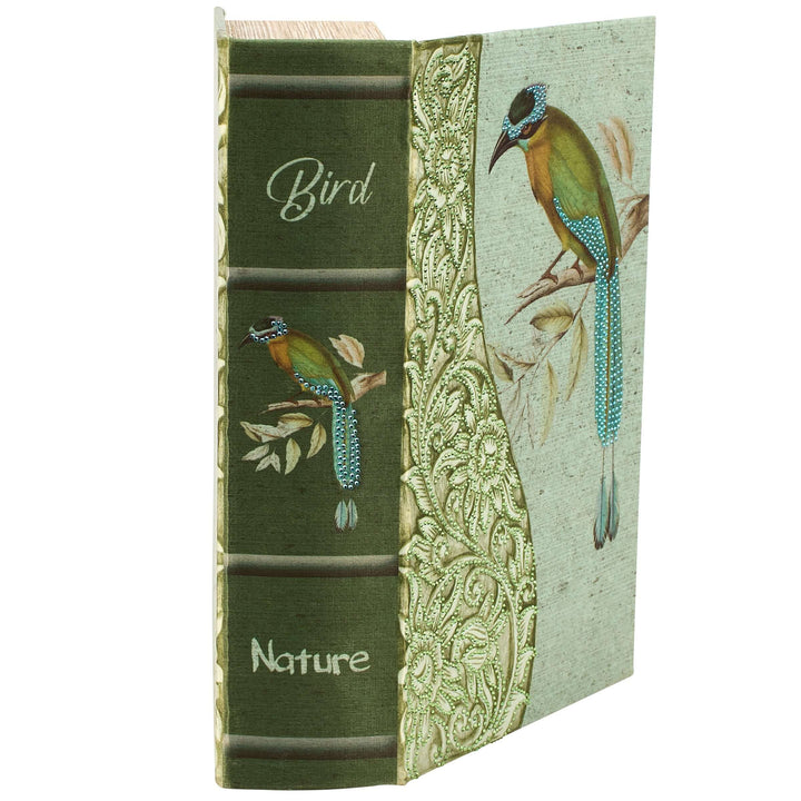 Decorative book with bird illustrations and 'Bird Nature' text on a white background