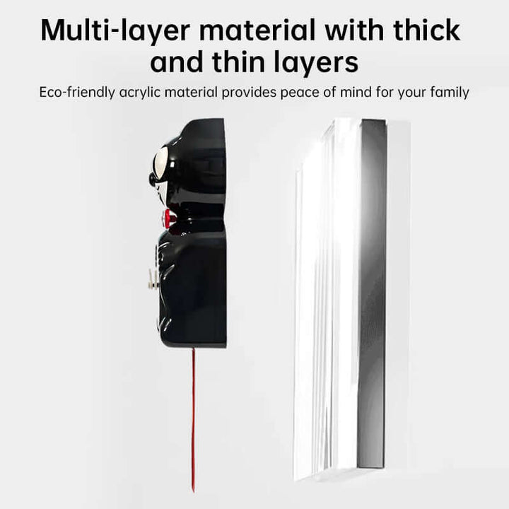 Eco-friendly acrylic material with text on a white background