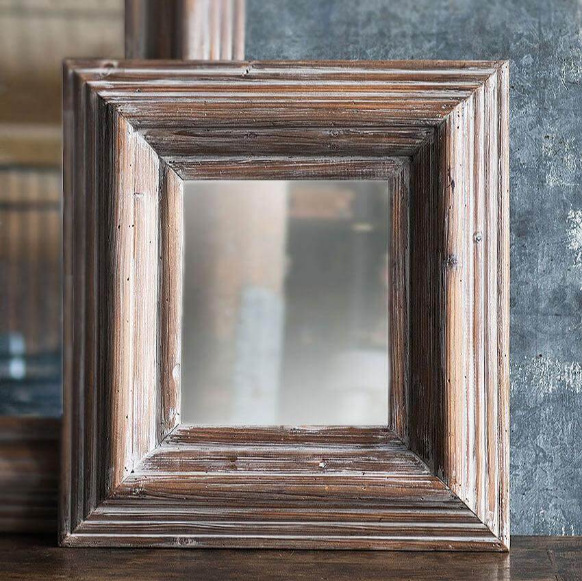 Rustic Whitewashed Mirror Rustic Whitewashed Square Vintage Wood Wall Mirror – Vintage Shopper