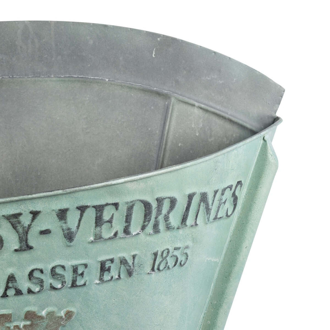 French Metal Picking Basket, Antiqued Green