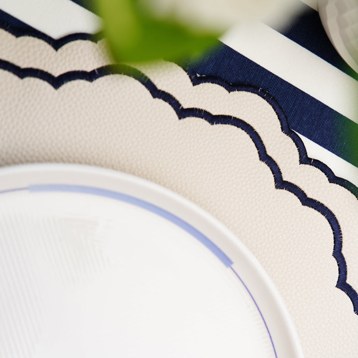 SCARLET WHITE & NAVY BLUE FAUX LEATHER PLACEMAT (Set Of 4)