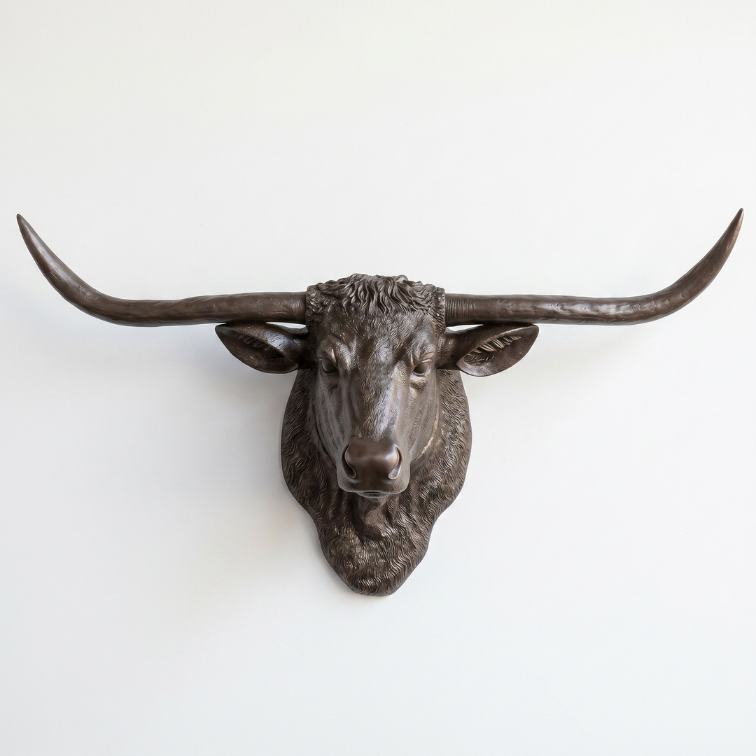 Handcrafted Faux Texas Longhorn Wall Sculpture