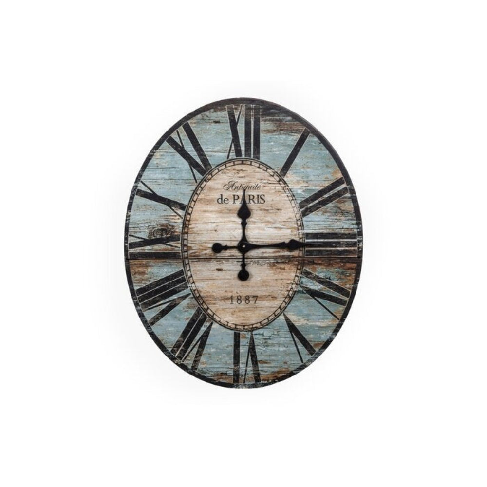 French Country Turquoise Distressed Paris Wall Clock
