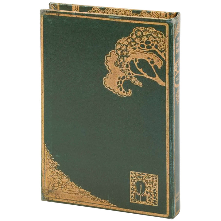 Vintage green book with gold decorative elements on a white background