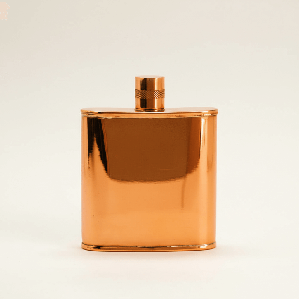 Copper flask on a light beige background