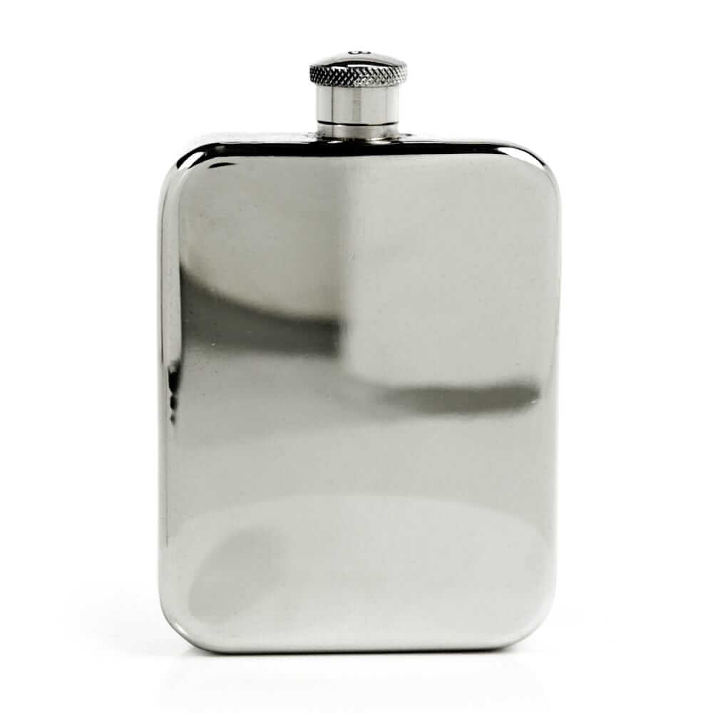 Pewter hip flask on a white background