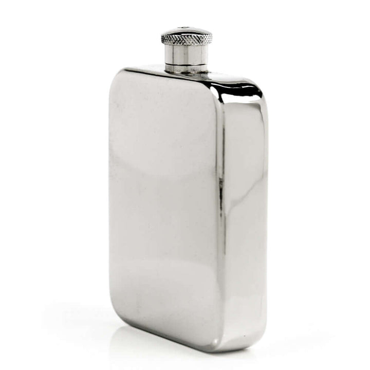 Pewter hip flask on a white background