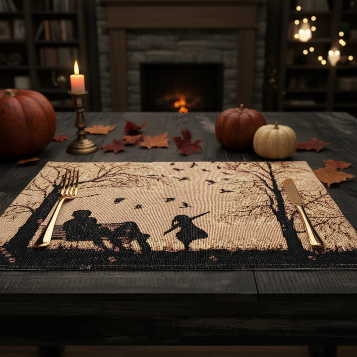 DaDalogy Bedding Set of 4 Pieces Autumn Birds Blessing Tapestry Dining Placemats 13” x 19” (Thanksgiving)