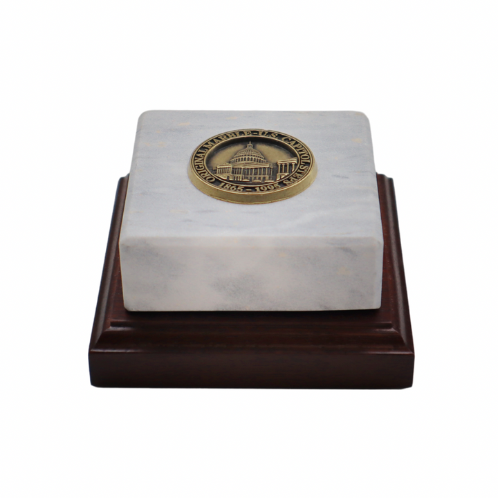 Capitol Marble Paperweight on Walnut Base