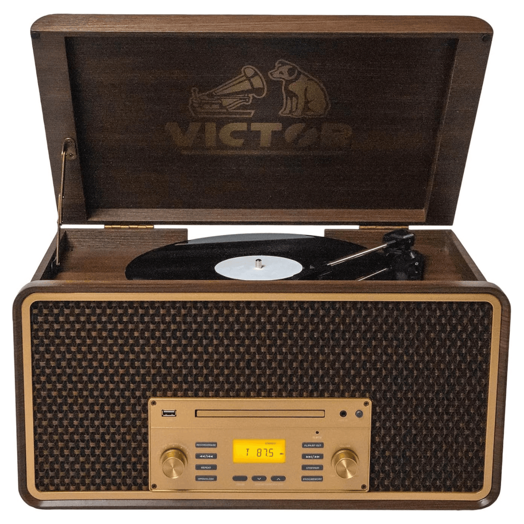Victor Monument Wood Turntable & 8-in-1 Music Center