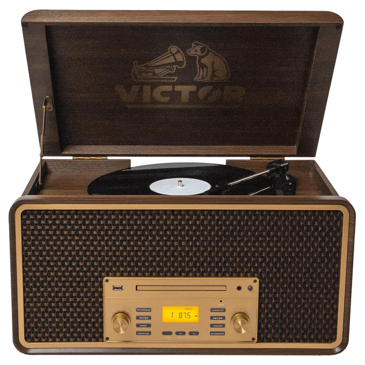 Victor Monument Wood Turntable & 8-in-1 Music Center