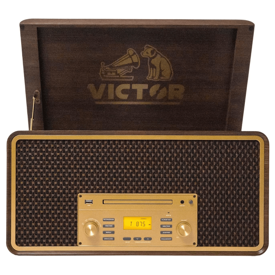 Victor Monument Wood Turntable & 8-in-1 Music Center
