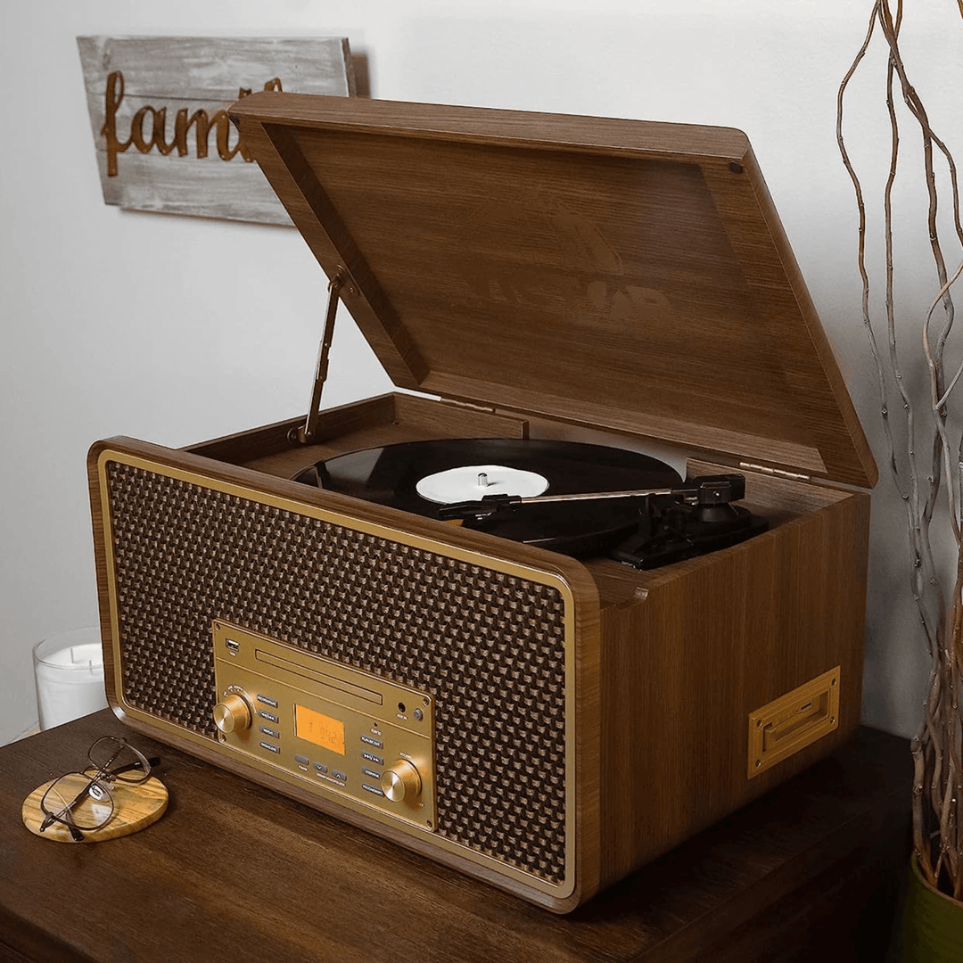 Victor Monument Wood Turntable & 8-in-1 Music Center