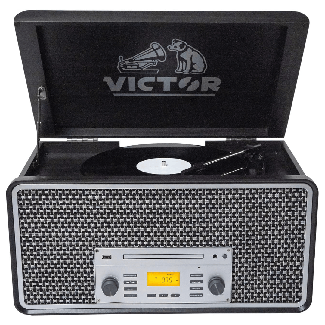 Victor Monument Wood Turntable & 8-in-1 Music Center