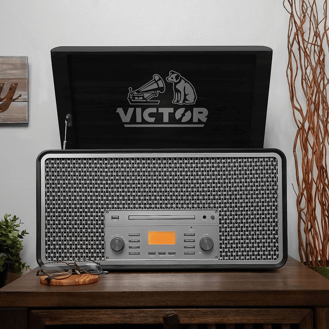 Victor Monument Wood Turntable & 8-in-1 Music Center