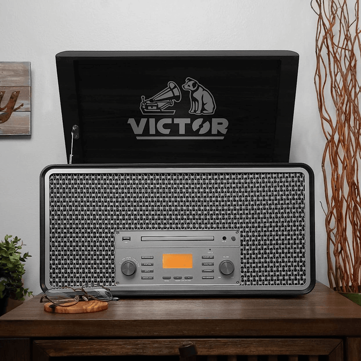 Victor Monument Wood Turntable & 8-in-1 Music Center