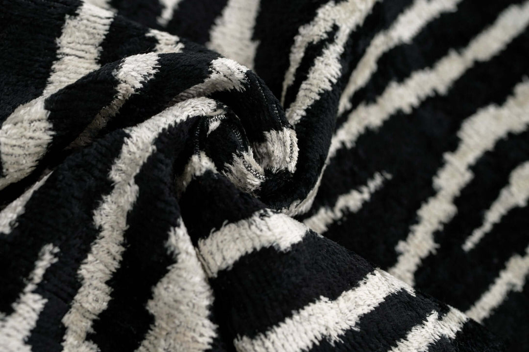 Close-up of black and white striped fabric