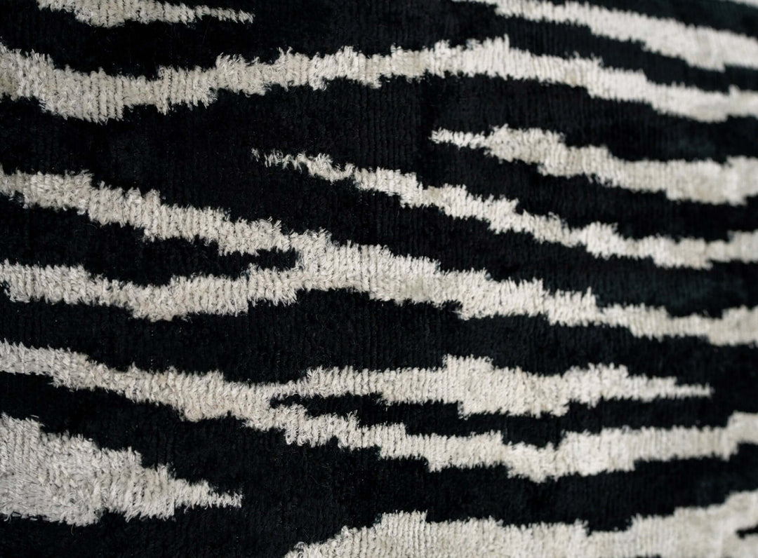 Close-up of a black and white patterned fabric