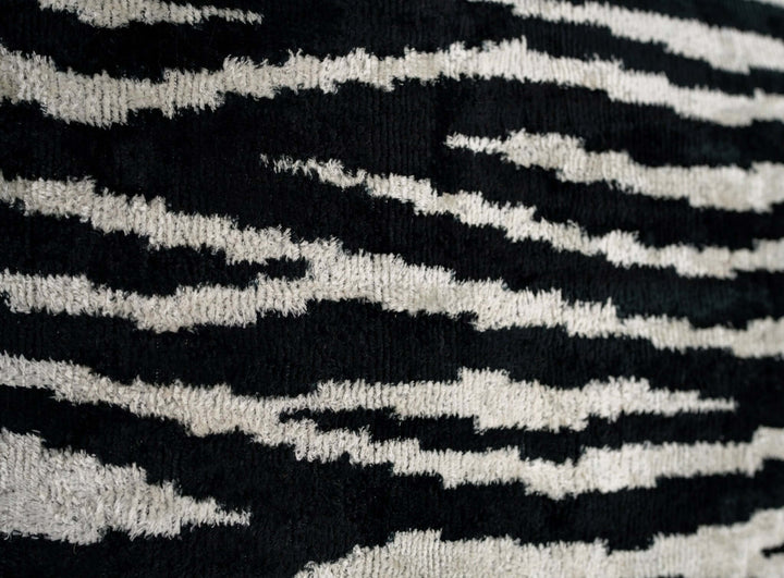 Close-up of a black and white patterned fabric
