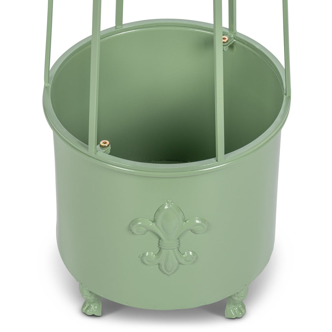 Fleur-de-Lis Planter Obelisk, Small, Soft Garden Green