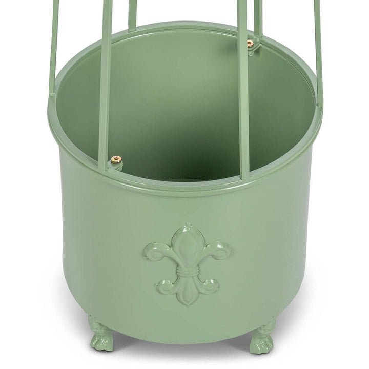 Fleur-de-Lis Planter Obelisk, Small, Soft Garden Green