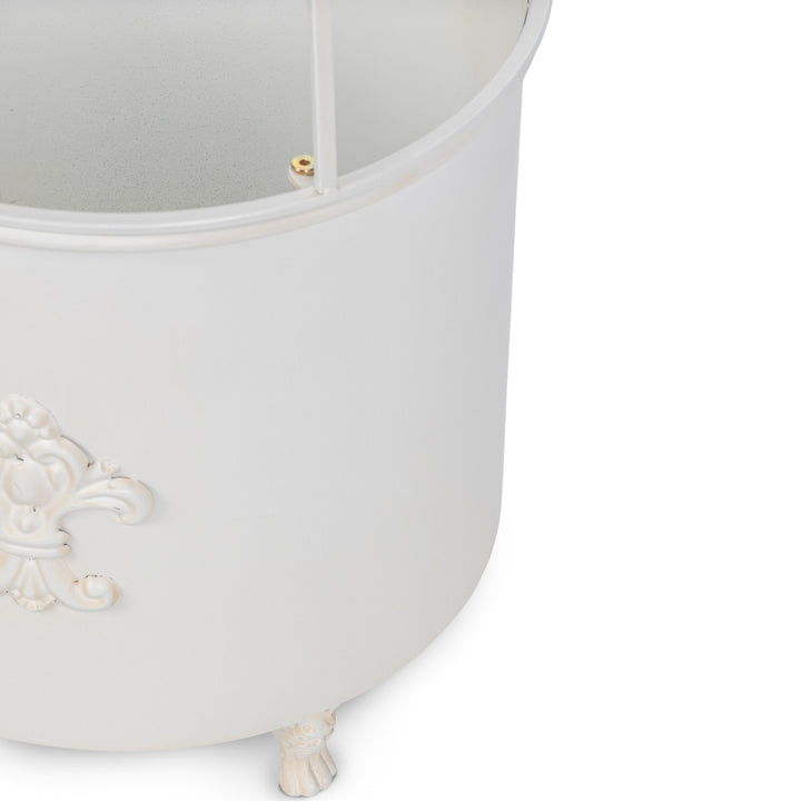 Fleur-de-Lis Planter Obelisk, Large, Antiqued White