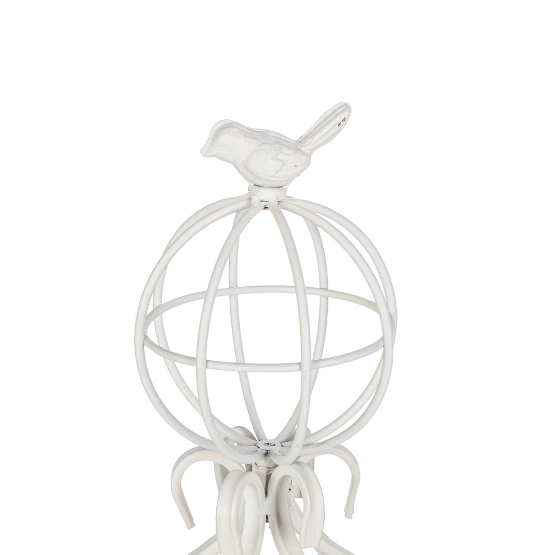 Fleur-de-Lis Planter Obelisk, Small, Antiqued White