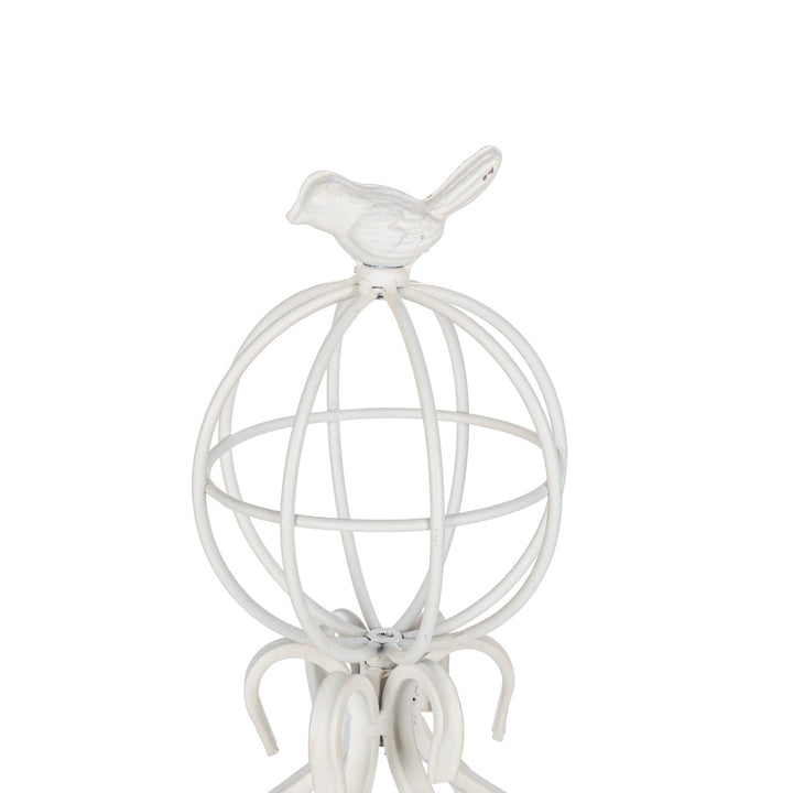 Fleur-de-Lis Planter Obelisk, Small, Antiqued White