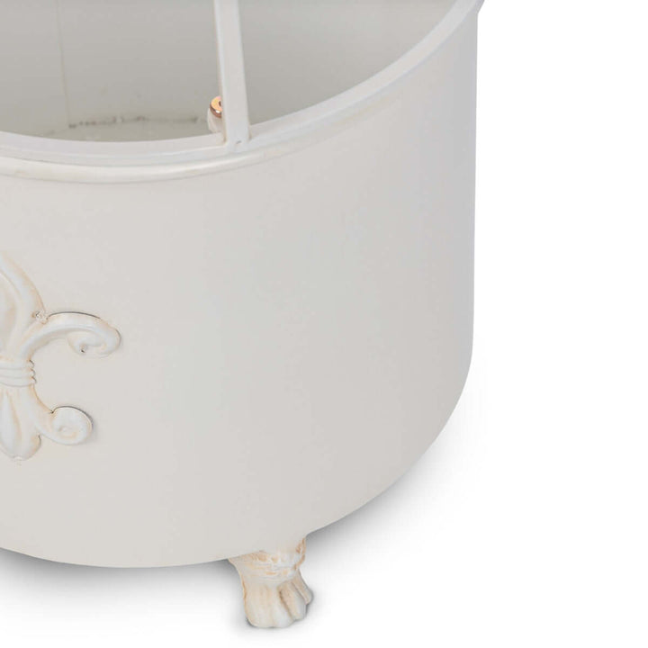 Fleur-de-Lis Planter Obelisk, Small, Antiqued White
