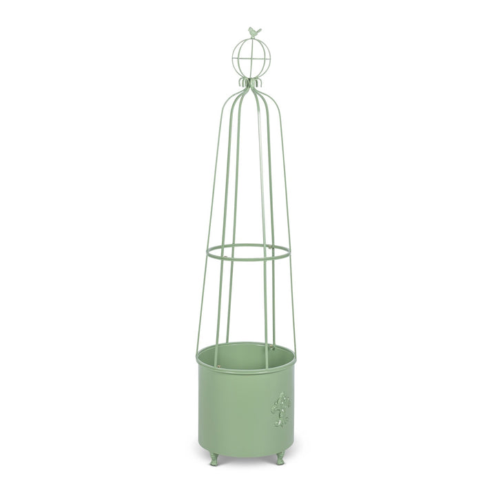 Fleur-de-Lis Planter Obelisk, Large, Soft Garden Green