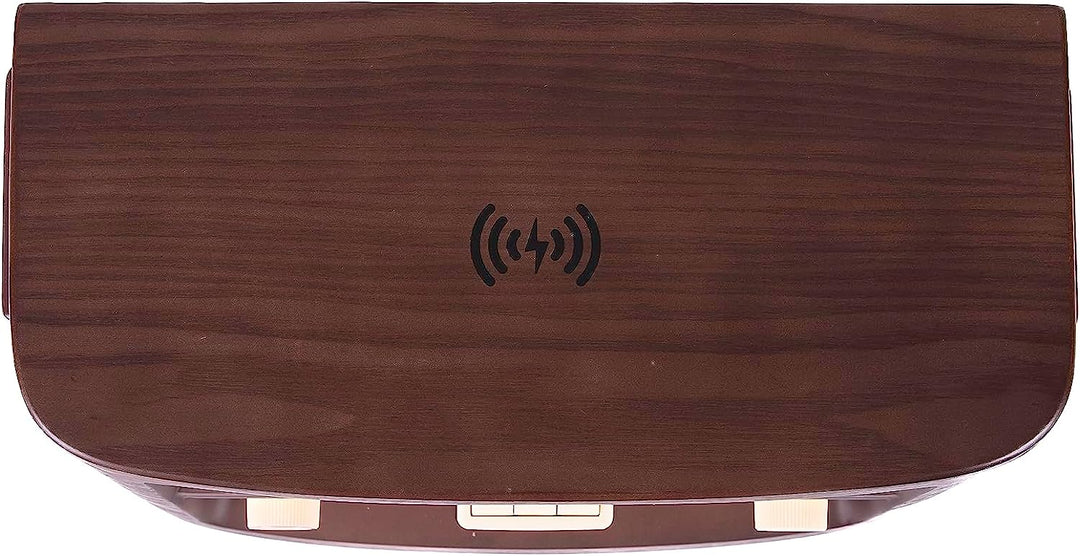 Wooden electronic device with wireless icon on a white background