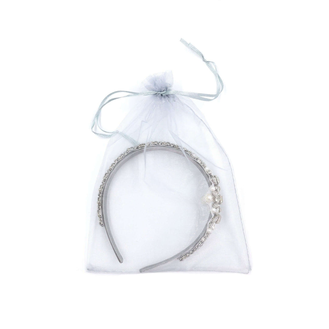 Vintage Bridal Headband Tiara with Bejeweled Pearls & Crystals