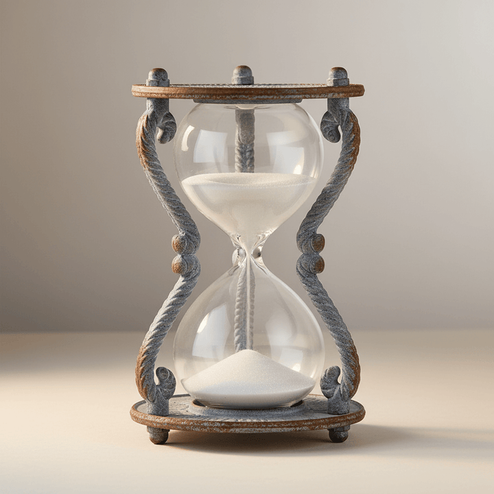 Vintage Metal and Glass Hourglass Timer Clock