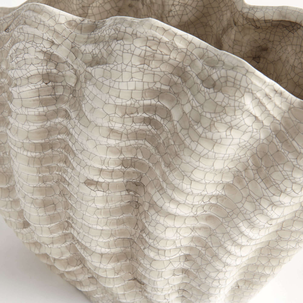 close-up of the ceramic shell vase