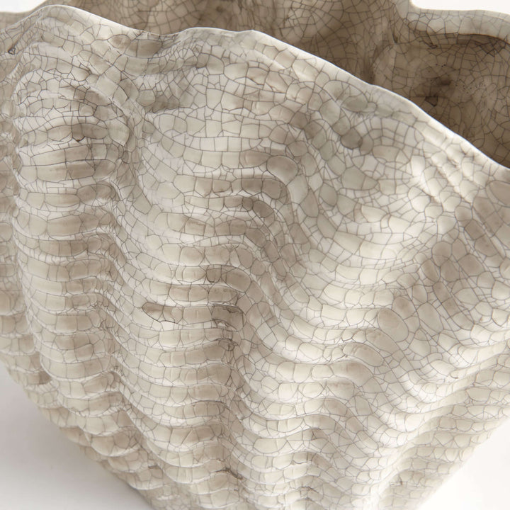 close-up of the ceramic shell vase