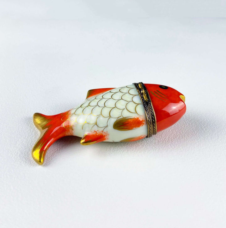 Vintage Koi Fish Limoges Trinket Box with Sailboat Clasp