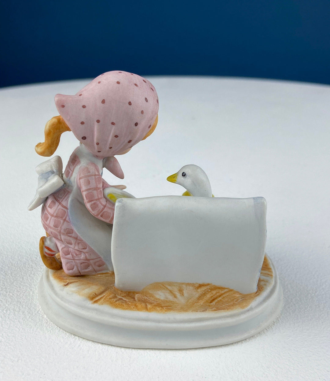 Porcelain Figurine by Lefton of Girl Feeding Sick Goose with Message: "Giving is Loving." Get Well Soon Gift. Gratitude to Doctor Friend.