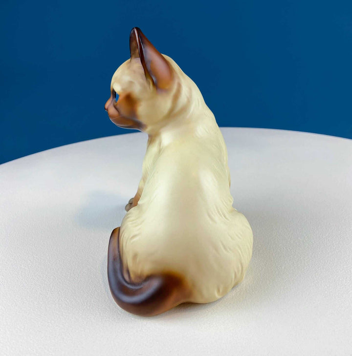 Vintage Blue-Eyed Siamese Cat Porcelain Figurine