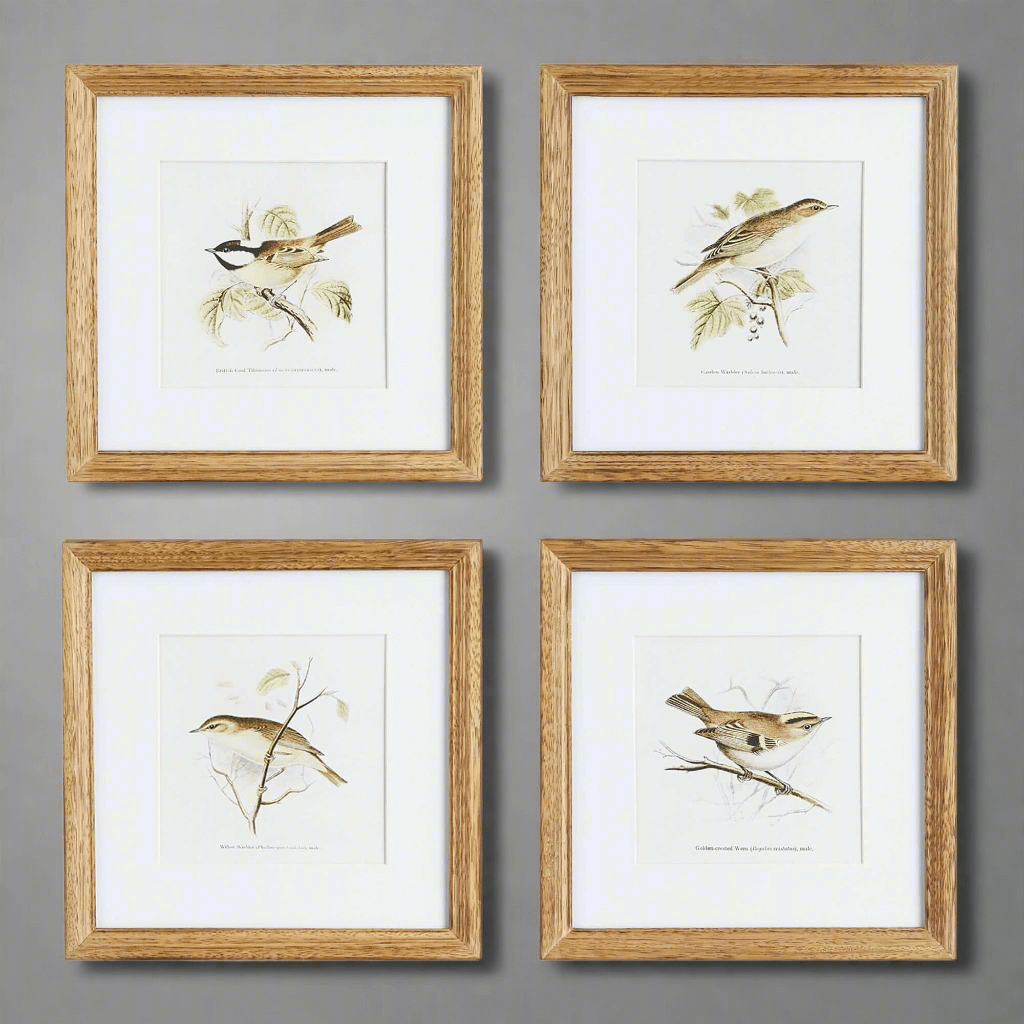 Vintage Songbird Prints Wall Art 