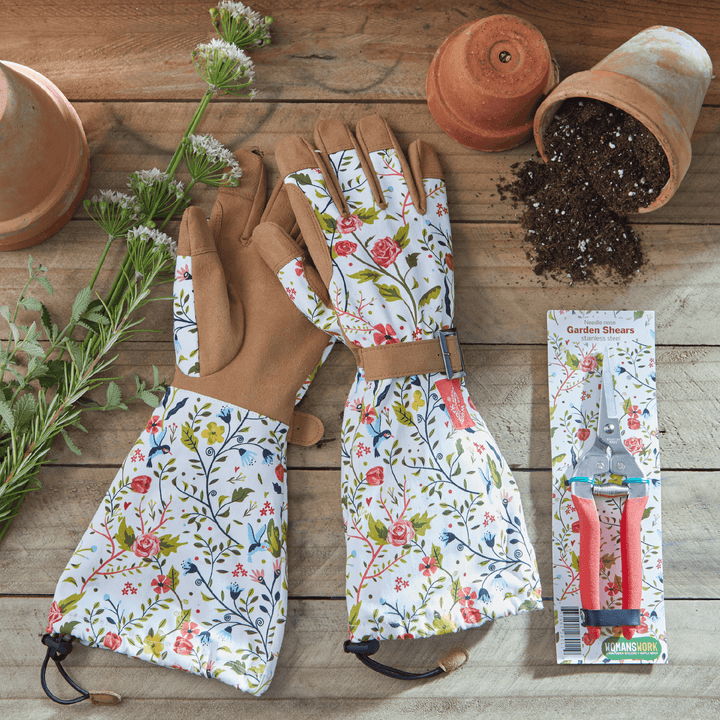 Long-Cuff Gardening Gloves & Pruning Shears Gift Set