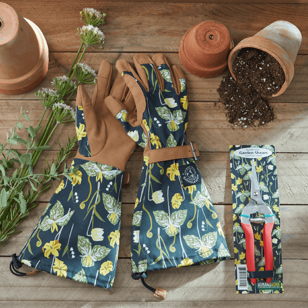 Long-Cuff Gardening Gloves & Pruning Shears Gift Set
