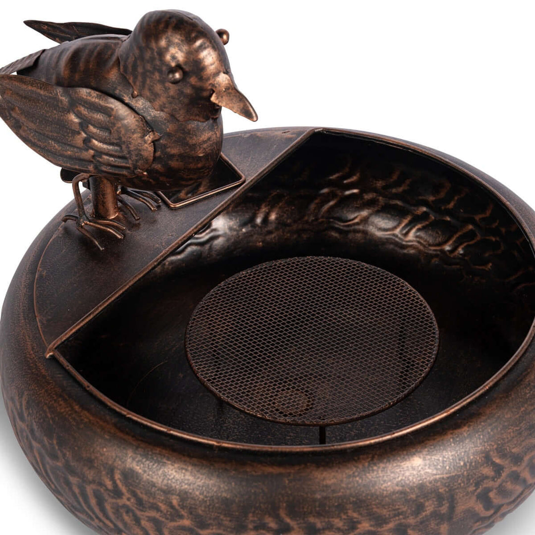 Folk Art Little Bird Fountain, Black Bronze