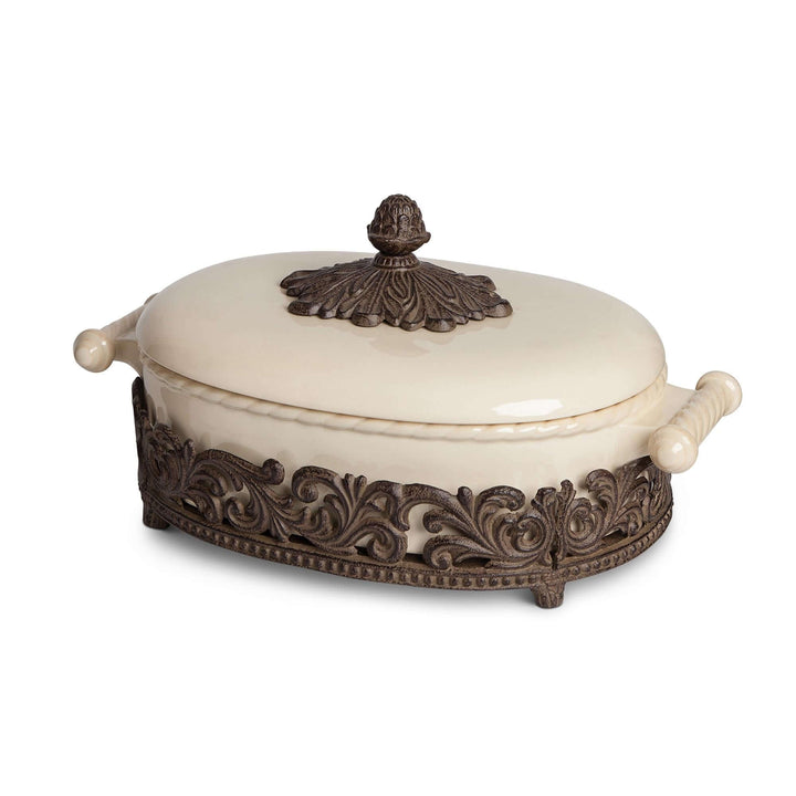 Acanthus Stoneware Lidded Casserole Dish